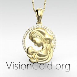 Женское колье Mom из серебра или золота K9 | Ожерелье для мамы 0526