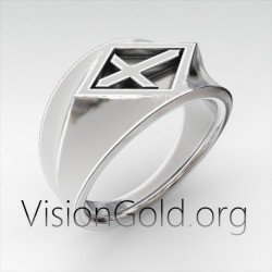 Χειροποιητο Ασημενιο 925 Ανδρικο Δαχτυλιδι Σταυρος | Ανδρικα