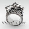 Unique Handcrafted 925 Sterling Silver Genuine Men's Ring The Komodo Dragon 0323