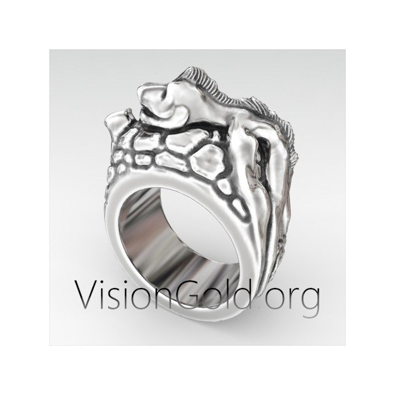 Unique Handcrafted 925 Sterling Silver Genuine Men's Ring The Komodo Dragon 0323