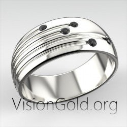 Elegante Anillo De Plata 925 Para Hombre Con Piedras Negras | Anillos de hombre Visiongold® 0325