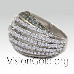 Женское кольцо с камнями циркон - Дешевые женские кольца 0020