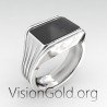 Unisex Black Onyx Ring Vintage Signet Ring | High Quality Silver Rings 0329