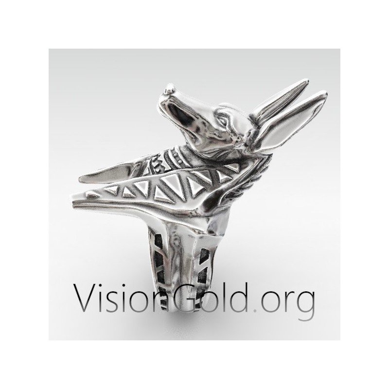 Специальное стильное серебряное мужское кольцо с изображением египетской богини