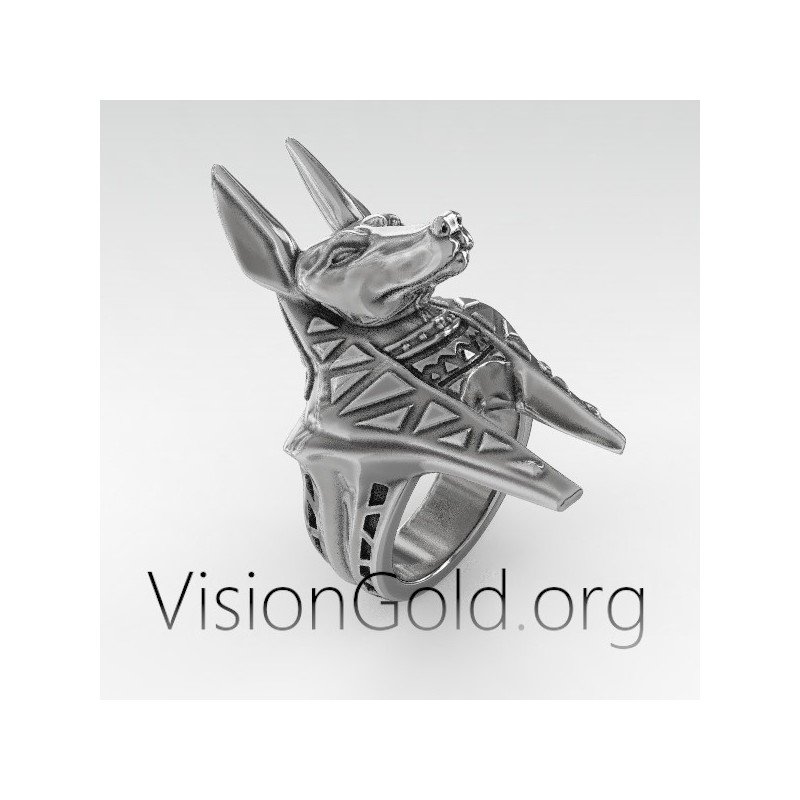 Anillo de plata con estilo especial para hombre Deidad egipcia Anubis