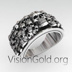 Мужское кольцо с черепом - байкерские кольца 0337
