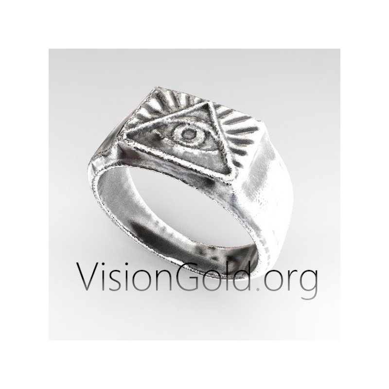 Eye Of Providence Illuminati Triangle Ring, Secret Society