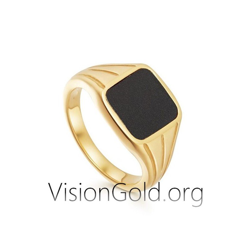 Silberring mit schwarzem Stein 0484|Visiongold®