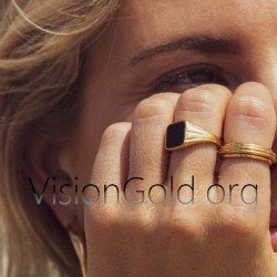 Silberring mit schwarzem Stein 0484|Visiongold®