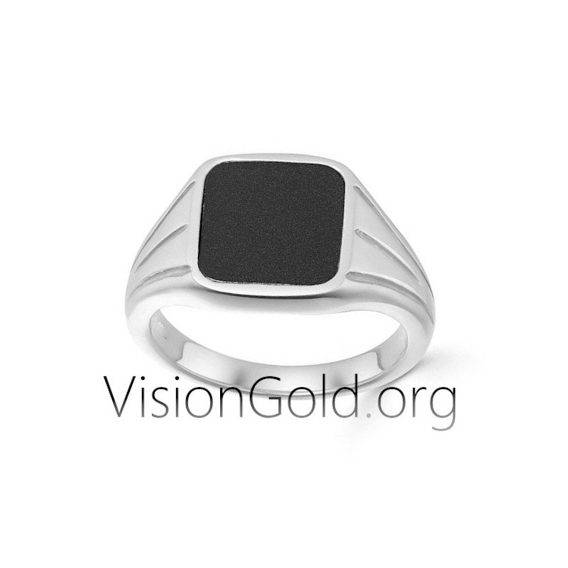 Anillo Plata Con Piedra Negra 0484 | Visiongold®