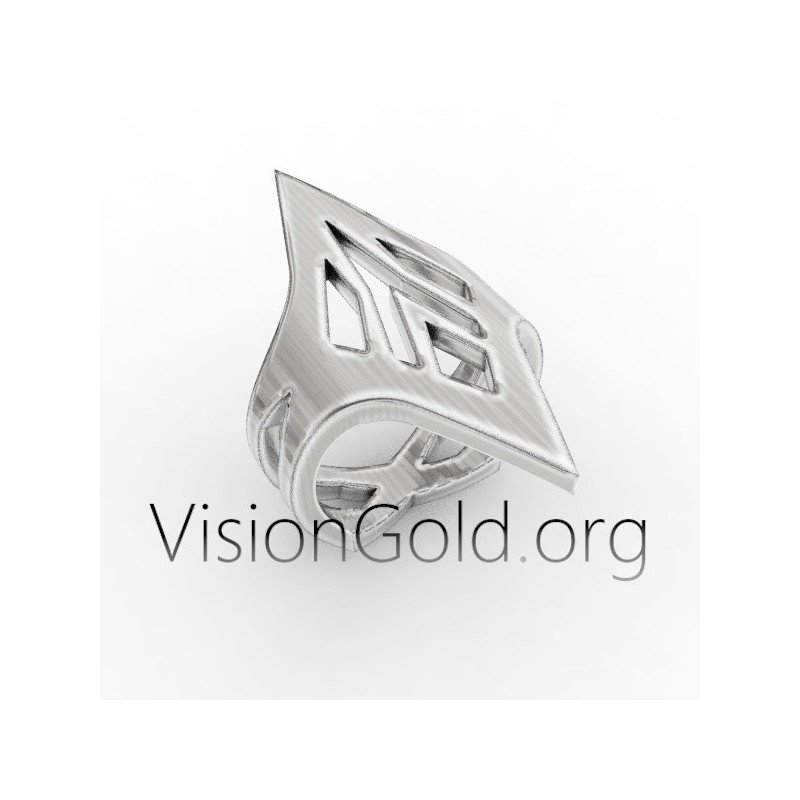 Anillo de hombre moderno de plata hecho a mano 0343
