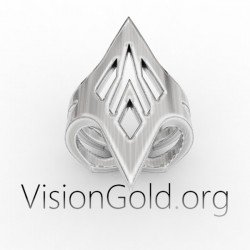 Anillo de hombre moderno de plata hecho a mano 0343