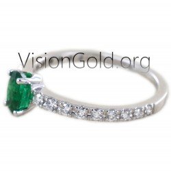 Δαχτυλιδι Με Οβαλ Σμαραγδι Και Μπριγιαν Διαμαντια 0921