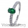 Ring With Oval Emerald And Brilliant Diamonds 0921
