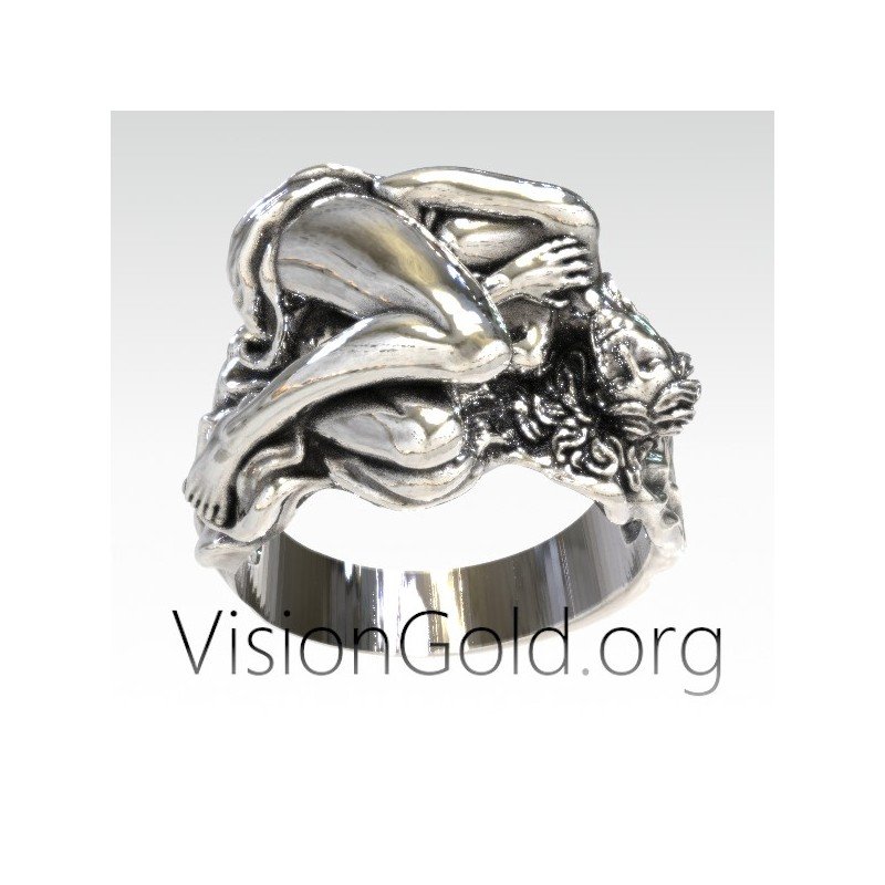 Impresionante anillo de plata para mujer Art Deco 0933