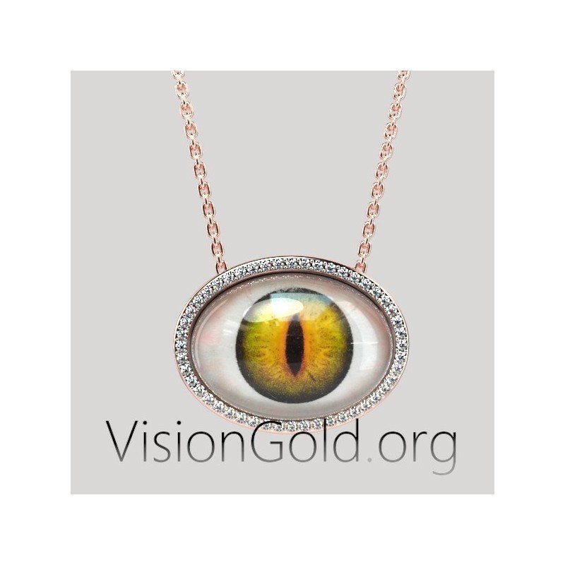 Delicate Dainty Large Evil Eye Necklace Protection With Brilliant Diamonds 0625a