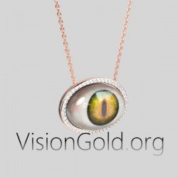 Delicate Dainty Large Evil Eye Necklace Protection With Brilliant Diamonds 0625a