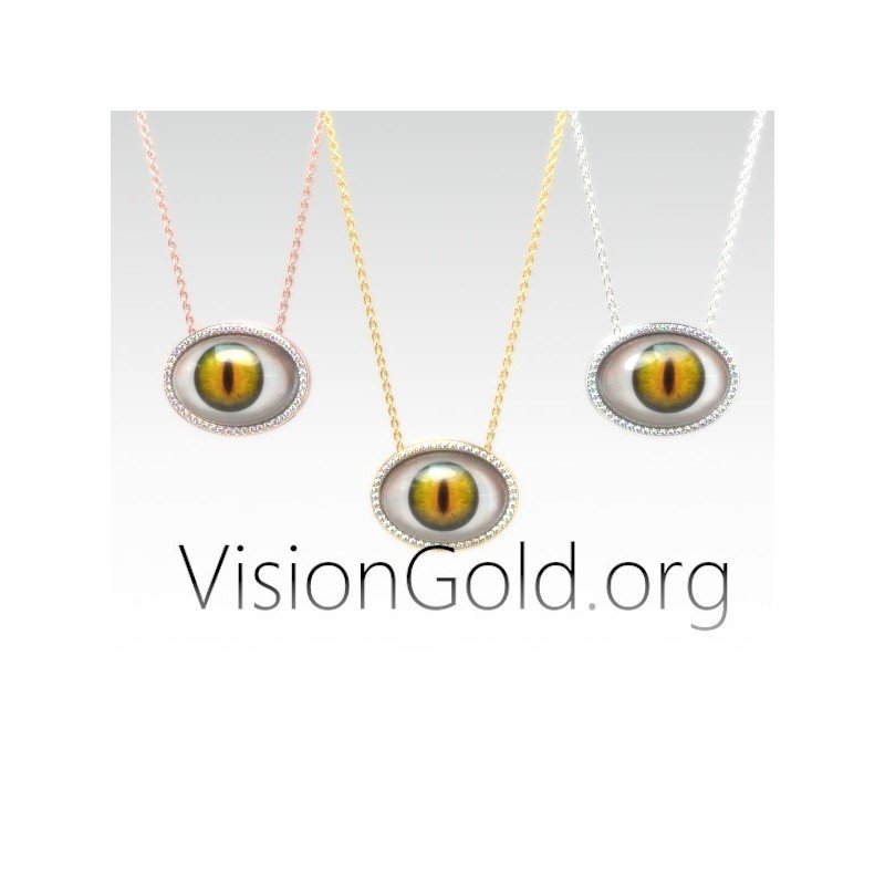 Delicate Dainty Large Evil Eye Necklace Protection With Brilliant Diamonds 0625a