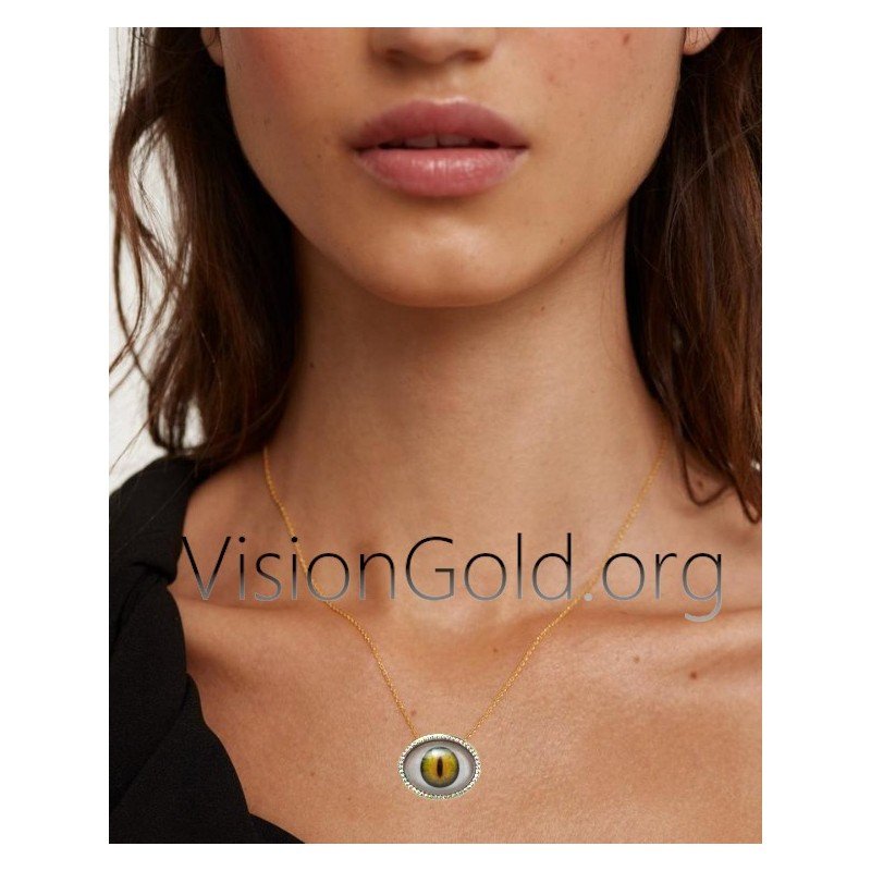 Delicate Dainty Large Evil Eye Necklace Protection With Brilliant Diamonds 0625a