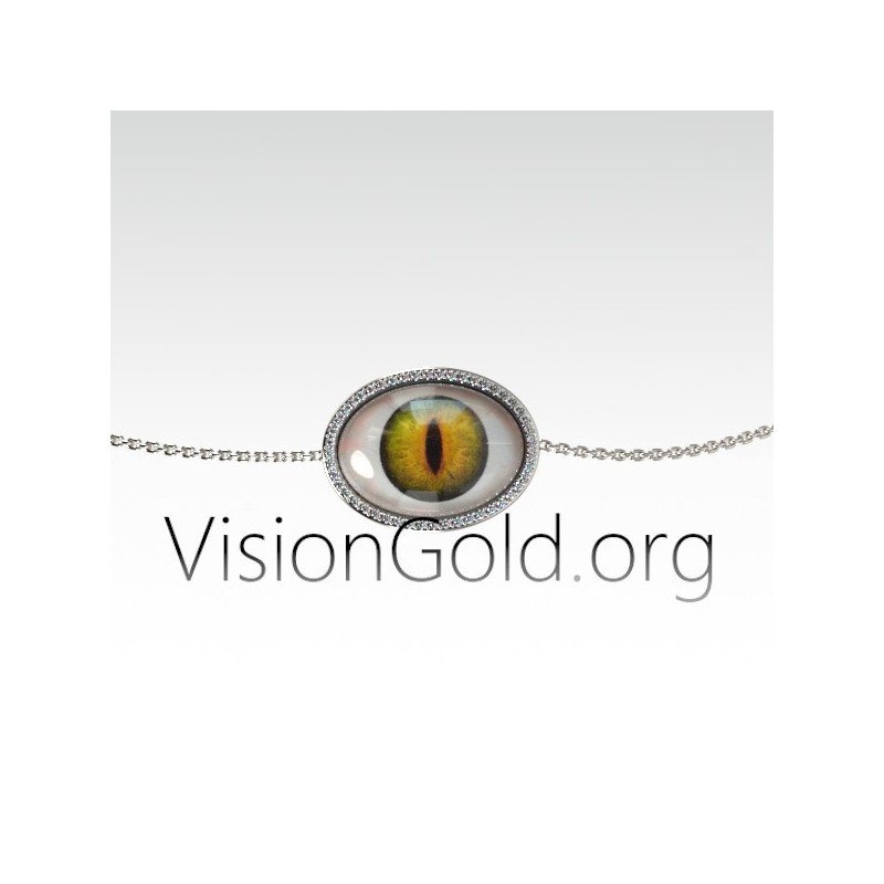 Pulsera de ojo de diamante hecha a mano - Pulsera de ojo 0195a