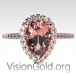 Anillo de propuesta con morganita y diamante brillante 0945