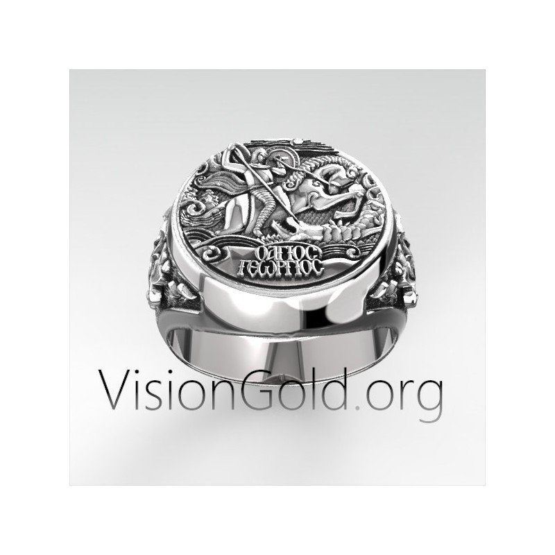 Художественное мужское кольцо Святой Георгий Кольцо Святых 0479
