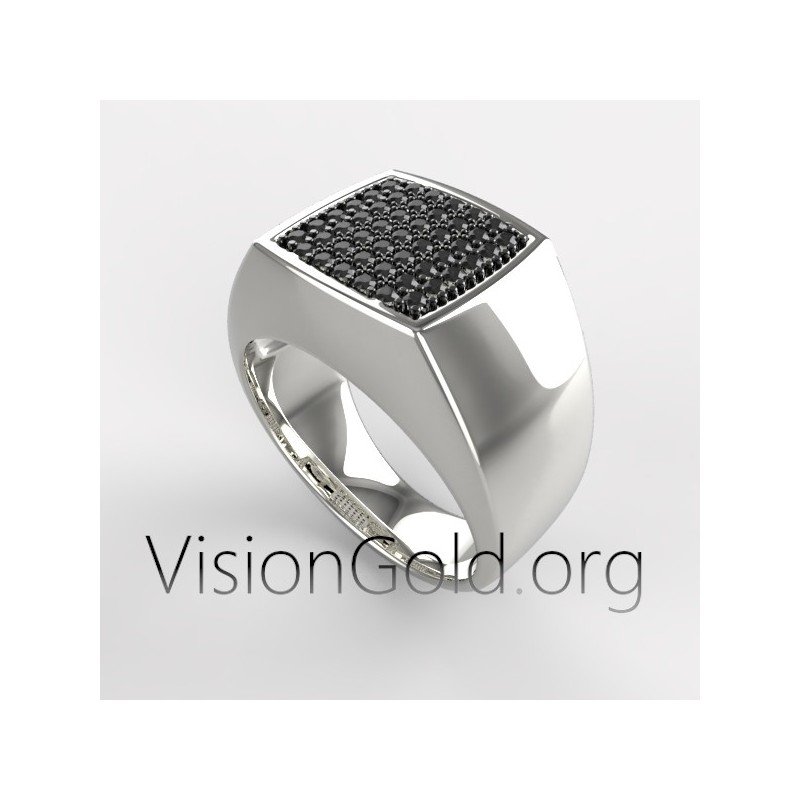 Men's Black Stones Statement Ring in Sterling  Silver 0426