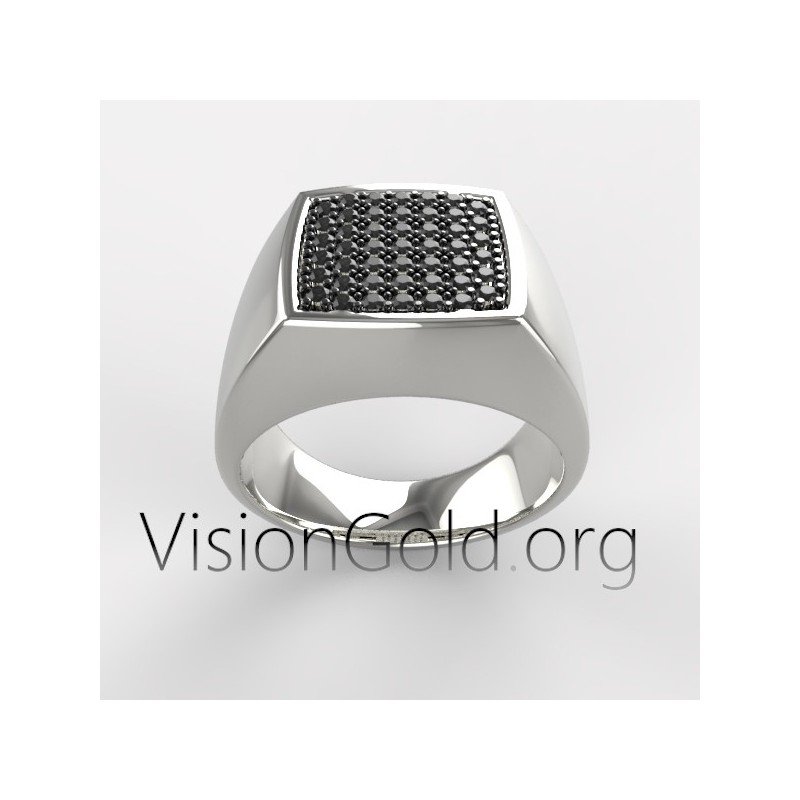 Men's Black Stones Statement Ring in Sterling  Silver 0426