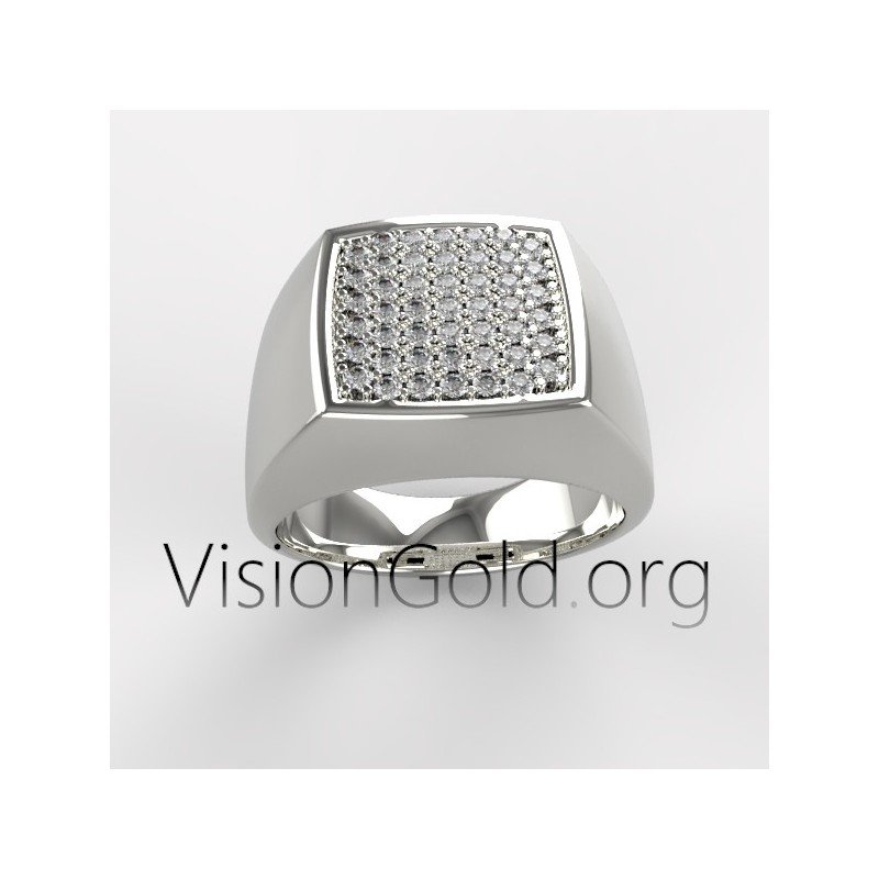 Anillo de plata para hombre con piedras negras 0426