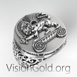 925 Silver Men's Gift Maned Lion King Signet Ring Jewelry Gift for him Sterling Silver 0505