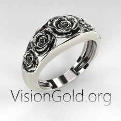 Boho Gipsy 925 Ασημενια Δαχτυλιδι Με Τριανταφυλλα 0856