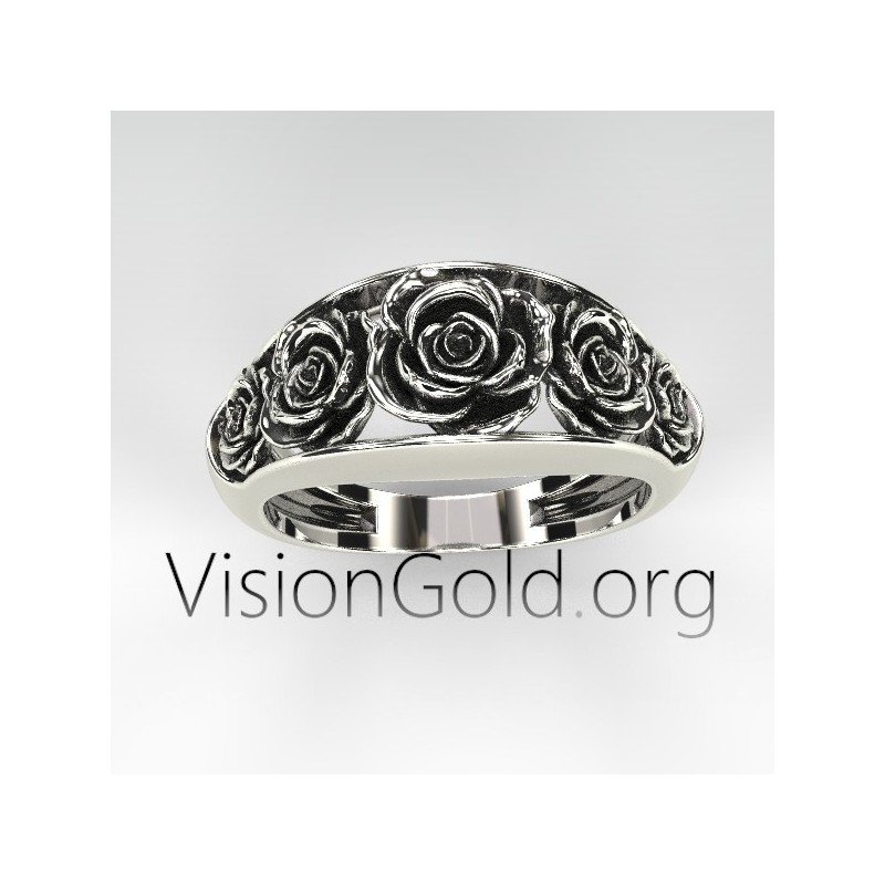 Boho Gipsy 925 Silber Ring mit Rosen 0856