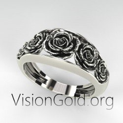 Anillo Boho Gipsy Plata 925 Con Rosas 0856