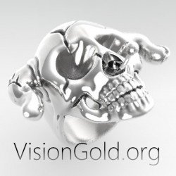 Уникальное серебряное готическое мужское кольцо с черепом ручной работы 925 пробы 0457