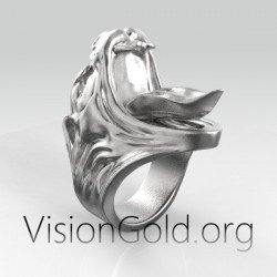 Серебряное кольцо с пантерой 925 пробы | Мужские кольца Visiongold® 0448