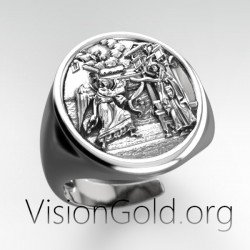 Серебряное мужское кольцо Благовещение 0524