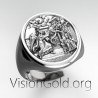 Orthadox Russian Christian Signet Ring 925 Silver Благовещение Богородицы 0524