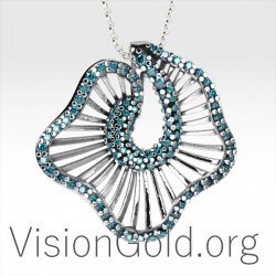 Кулон Женское Ожерелье С Камнями Из 9-каратного Серебра И Золота 0371