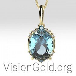 Blue Zircon Necklace - December Birthstone - Minimalist - Bridesmaids Necklace - Crystal Necklace 0375