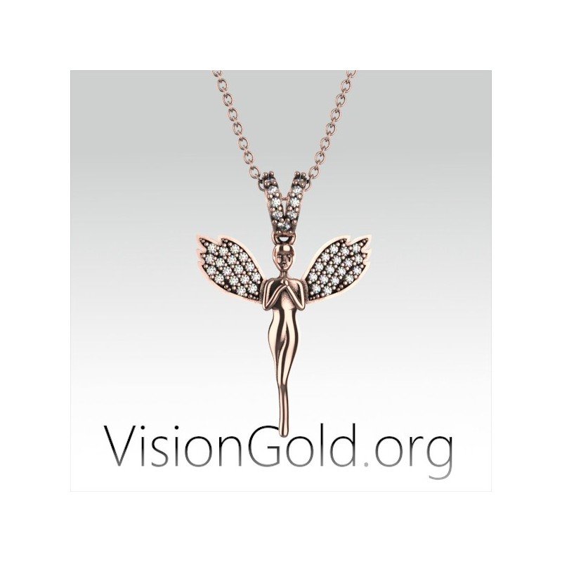 VisionGold.org® Collar Hada Plata|Collar Hada Campanilla Plata 0659