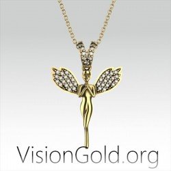 VisionGold.org® Collar Hada Plata|Collar Hada Campanilla Plata 0659