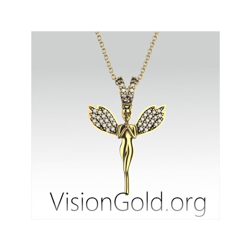 VisionGold.org® Collar Hada Plata|Collar Hada Campanilla Plata 0659