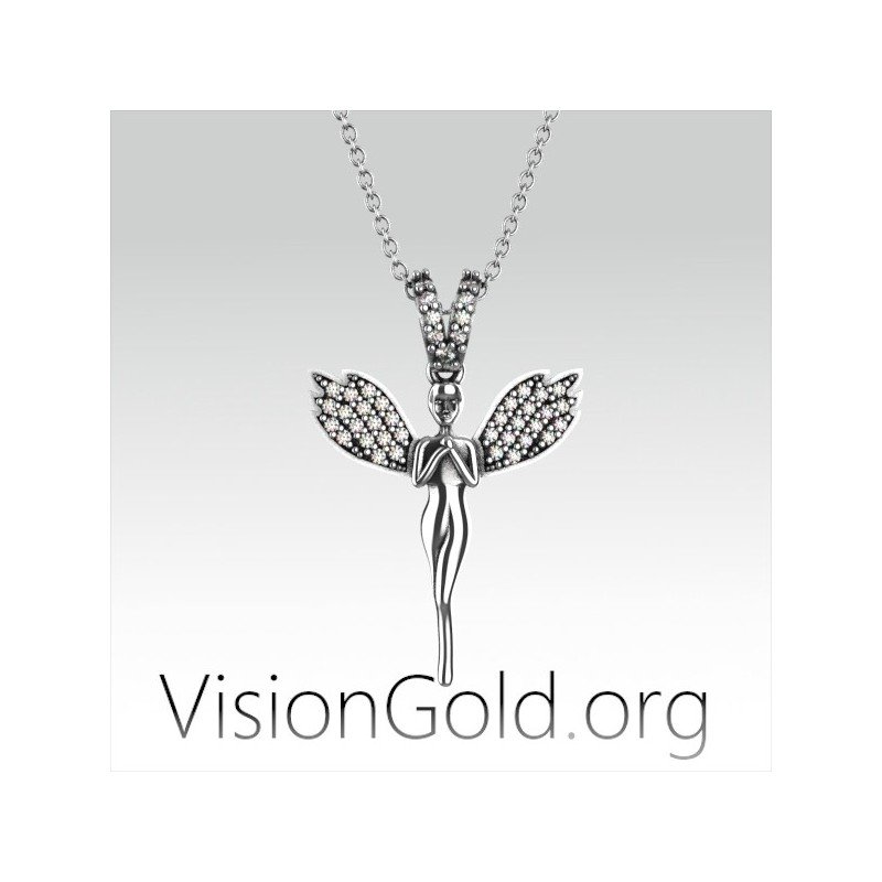 VisionGold.org® Collar Hada Plata|Collar Hada Campanilla Plata 0659