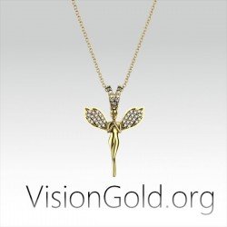 VisionGold.org® Collar Hada Plata|Collar Hada Campanilla Plata 0659