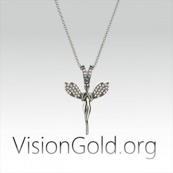 VisionGold.org® Collar Hada Plata|Collar Hada Campanilla Plata 0659