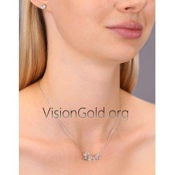 VisionGold.org® Silberne Liebeskette mit Zirkoniasteinen -