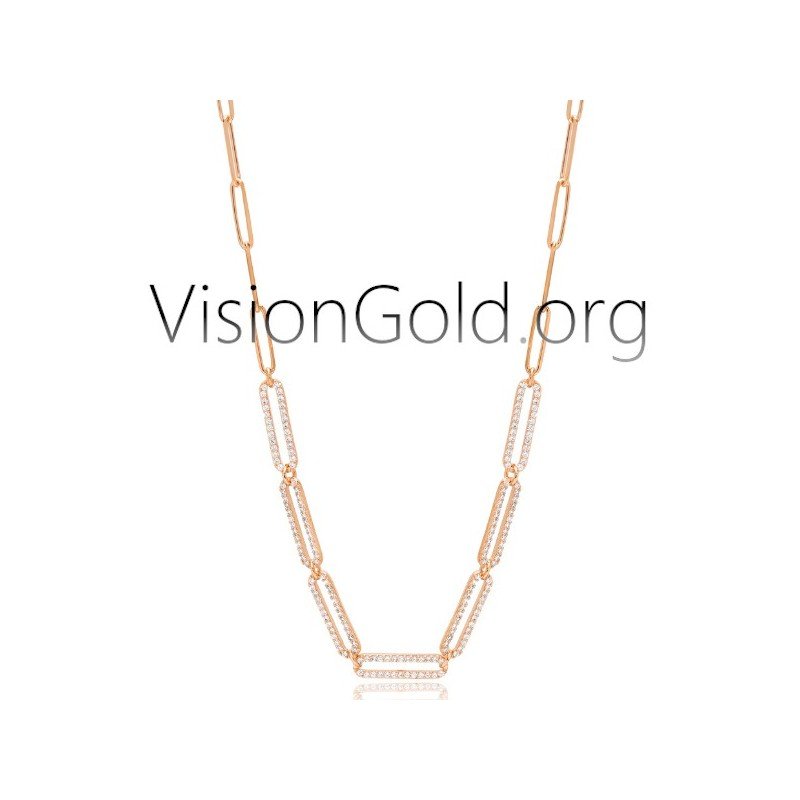 Gold Chain Link Necklace | Paperclip Necklace | Minimal Chain Necklaces for Layering 0656