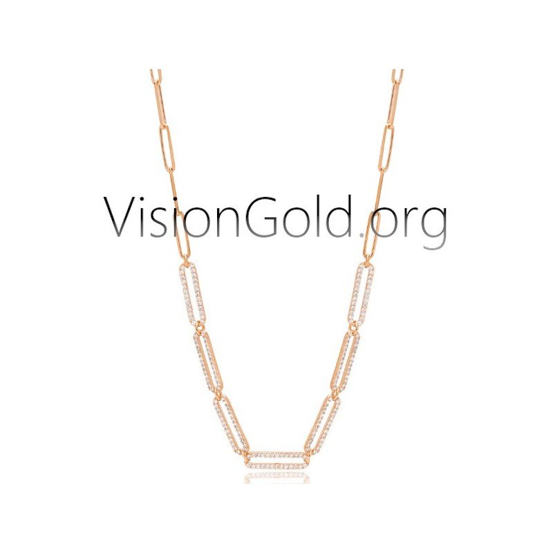 VisionGold.org® | Silberkette mit Zirkoniasteinen -