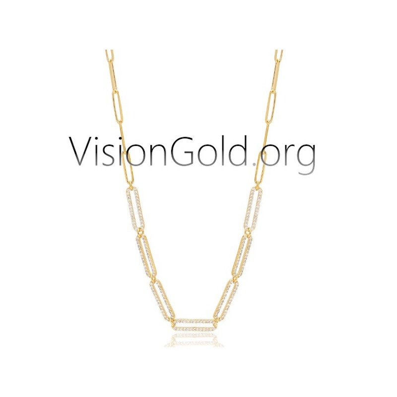 Gold Chain Link Necklace | Paperclip Necklace | Minimal Chain Necklaces for Layering 0656