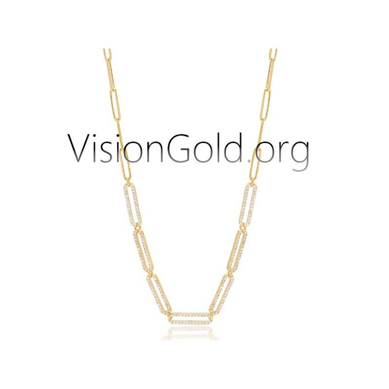 VisionGold.org® | Silberkette mit Zirkoniasteinen -